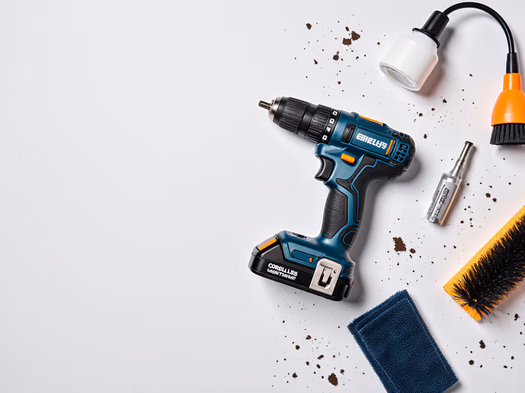 cleaning_a_cordless_drill_with_compressed_air_and_brush