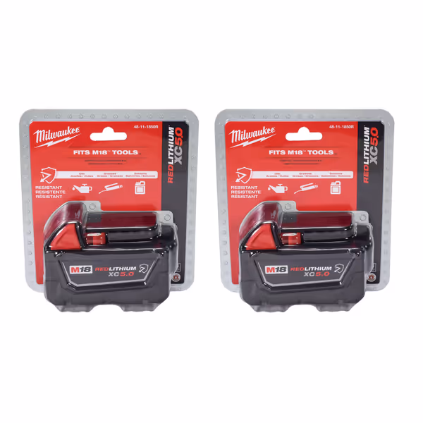 Milwaukee M18 18V 5Ah XC Resistant Battery 2-Pack